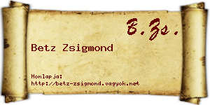 Betz Zsigmond névjegykártya